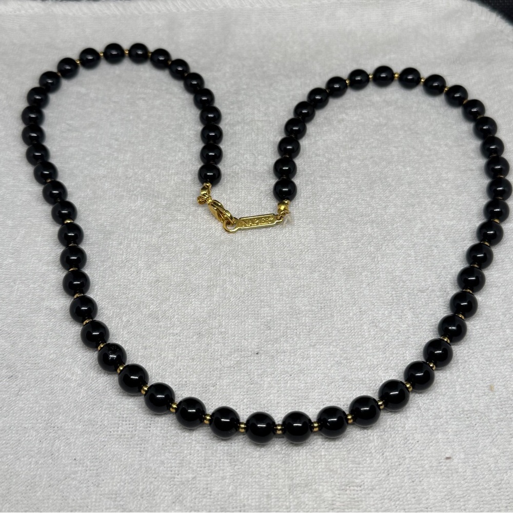 Vintage NAPER Black Beaded Necklace